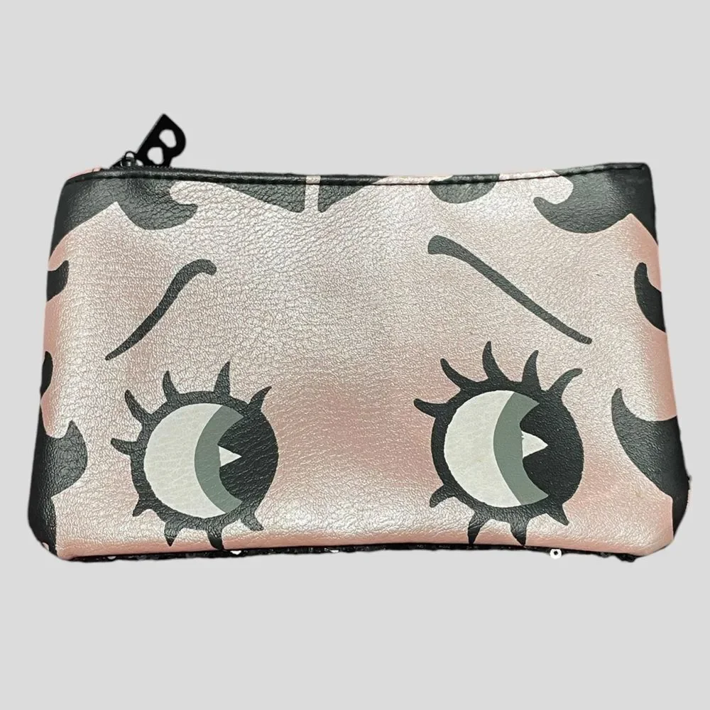 Betty Boop x ipsy Cosmetic Zippered Sequins Pouch Bag EUC